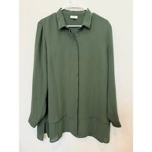 J.‎ Jill Olive Green Oversized Button Up Shirt Layered Look Large